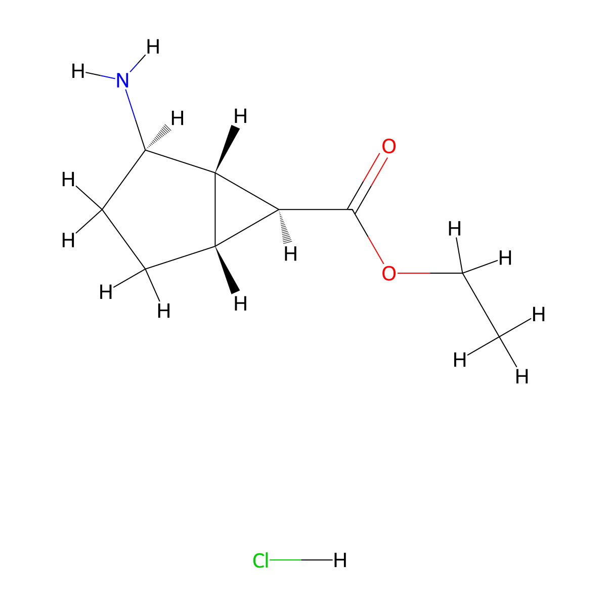 ethyl (1S,2R,5R,6S)-2-aminobicyclo[3.1.0]hexane-6-carboxylate hydrochloride molecular structure, CAS 2947380-41-6