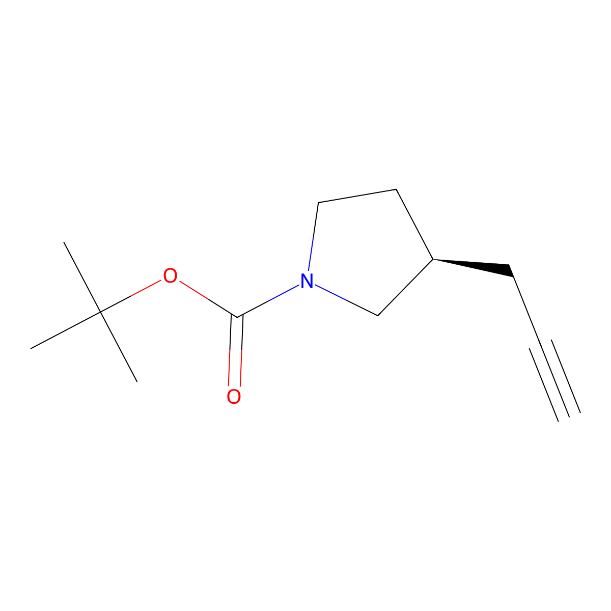 tert-butyl (3R)-3-(prop-2-yn-1-yl)pyrrolidine-1-carboxylate molecular structure, CAS 2947380-56-3