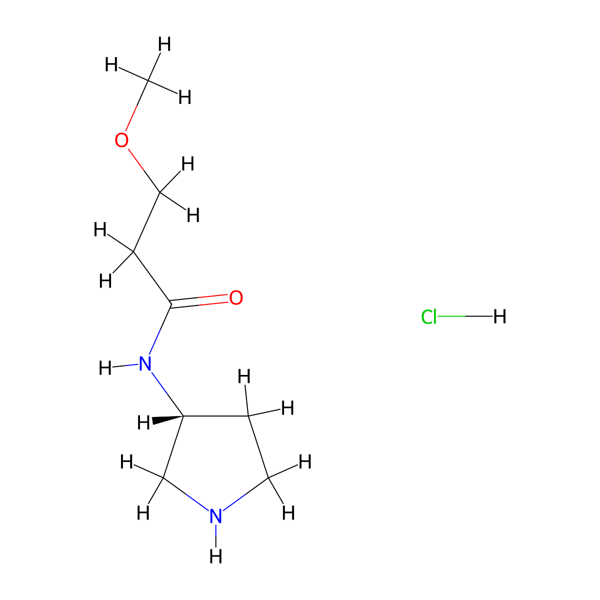 3-methoxy-N-[(3R)-pyrrolidin-3-yl]propanamide hydrochloride molecular structure, CAS 2947380-63-2