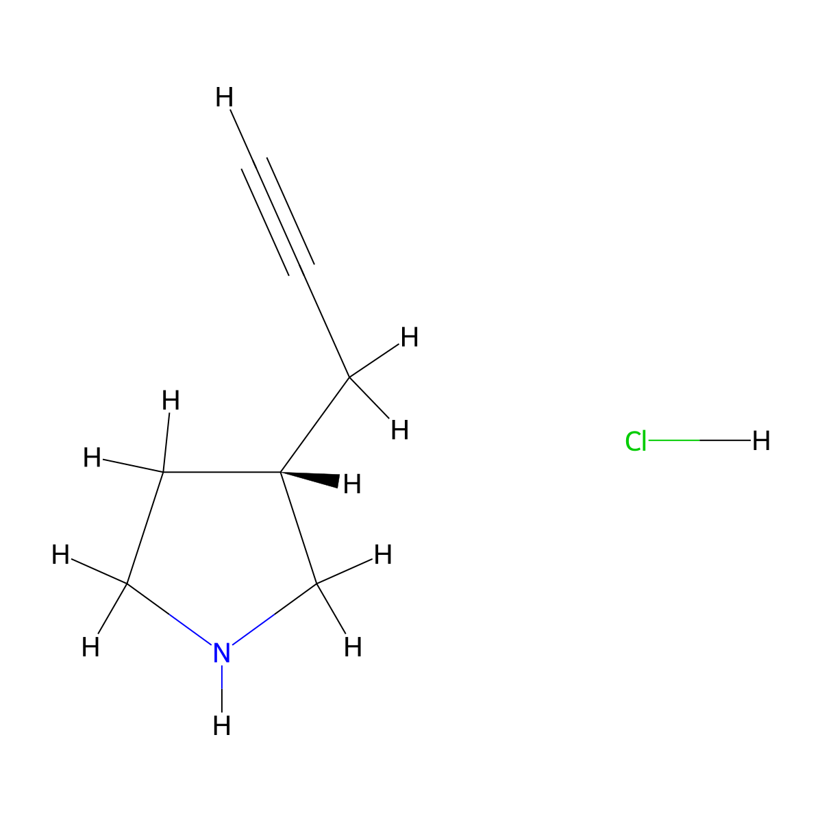 (3S)-3-(prop-2-yn-1-yl)pyrrolidine hydrochloride molecular structure, CAS 2947380-77-8