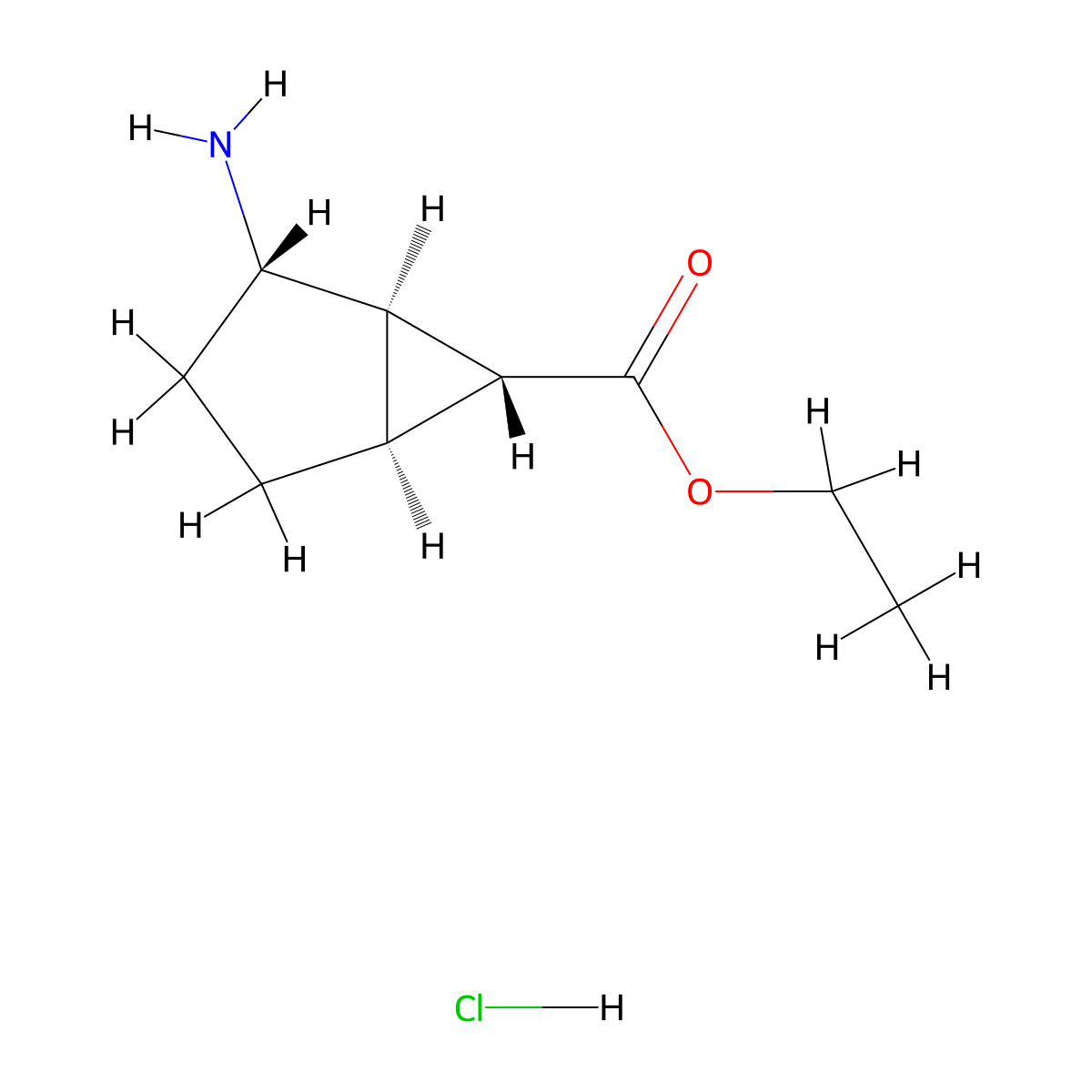 ethyl (1R,2S,5S,6R)-2-aminobicyclo[3.1.0]hexane-6-carboxylate hydrochloride molecular structure, CAS 2947380-83-6