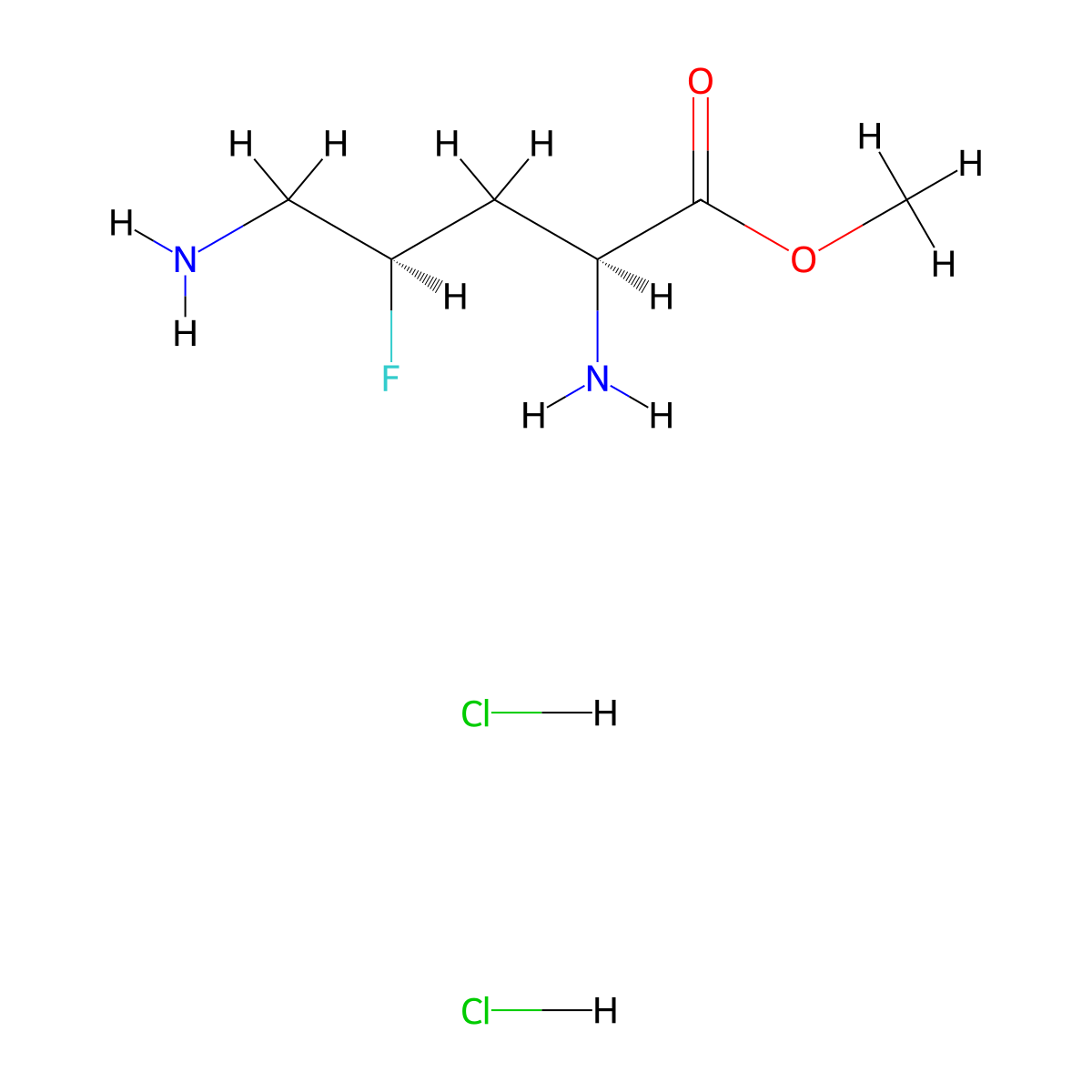 methyl (2S,4R)-2,5-diamino-4-fluoropentanoate dihydrochloride molecular structure, CAS 2947380-85-8