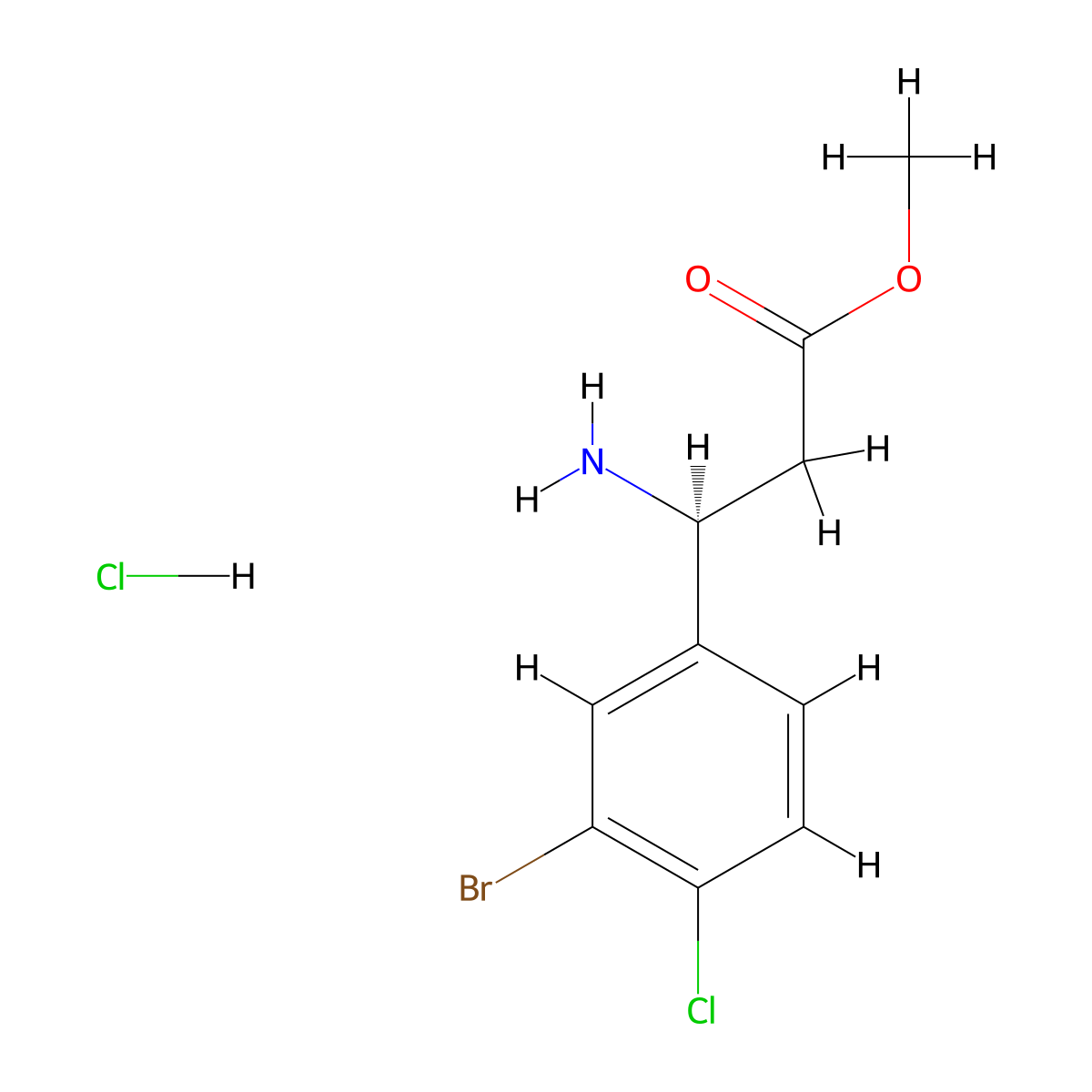 methyl (3S)-3-amino-3-(3-bromo-4-chlorophenyl)propanoate hydrochloride molecular structure, CAS 2947380-88-1