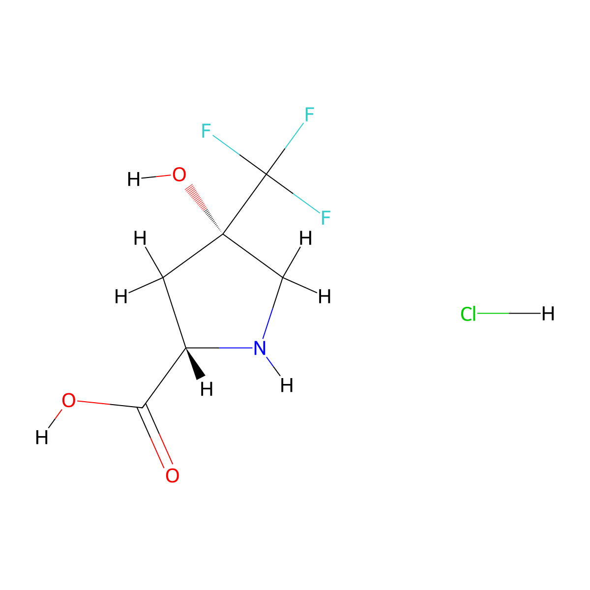 (2S,4S)-4-Hydroxy-4-(trifluoromethyl)pyrrolidine-2-carboxylic acid hydrochloride molecular structure, CAS 2947380-90-5