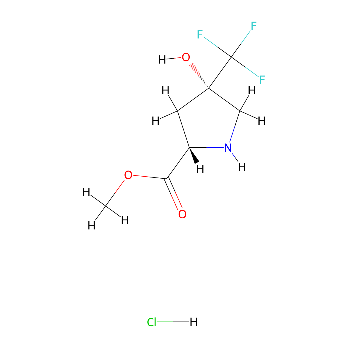 (2S,4S)-Methyl 4-hydroxy-4-(trifluoromethyl)pyrrolidine-2-carboxylate HCl molecular structure, CAS 2947380-92-7