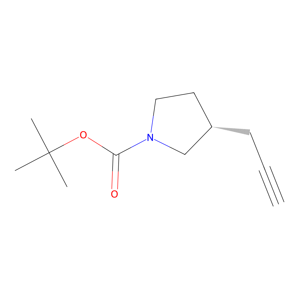 tert-butyl (3S)-3-(prop-2-yn-1-yl)pyrrolidine-1-carboxylate molecular structure, CAS 2947380-96-1