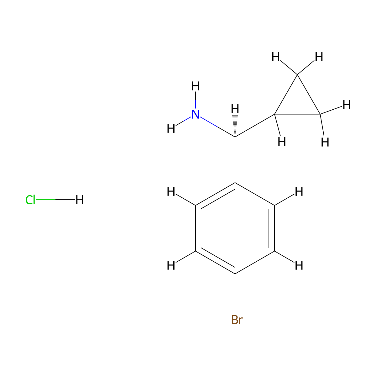 (S)-(4-Bromophenyl)(cyclopropyl)methanamine hydrochloride molecular structure, CAS 2947381-00-0