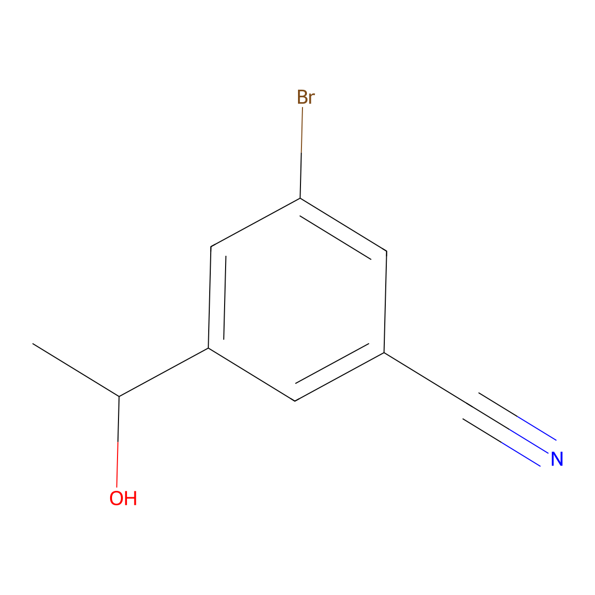 3-Bromo-5-(1-hydroxyethyl)benzonitrile molecular structure, CAS 2947383-05-1