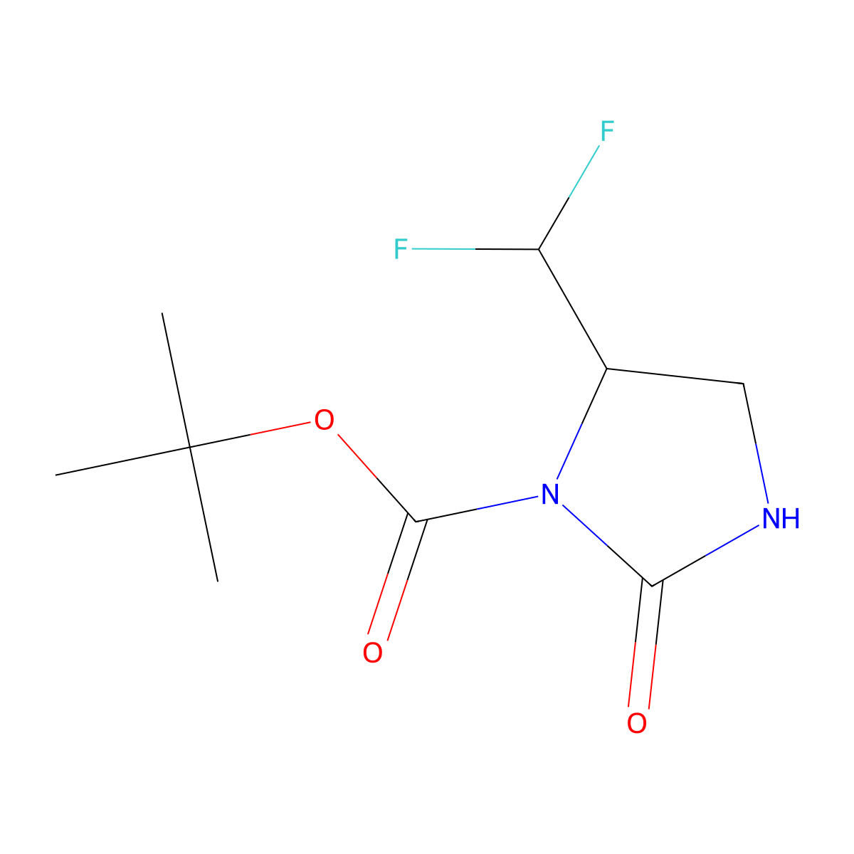 Tert-butyl 5-(difluoromethyl)-2-oxoimidazolidine-1-carboxylate molecular structure, CAS 2947383-09-5