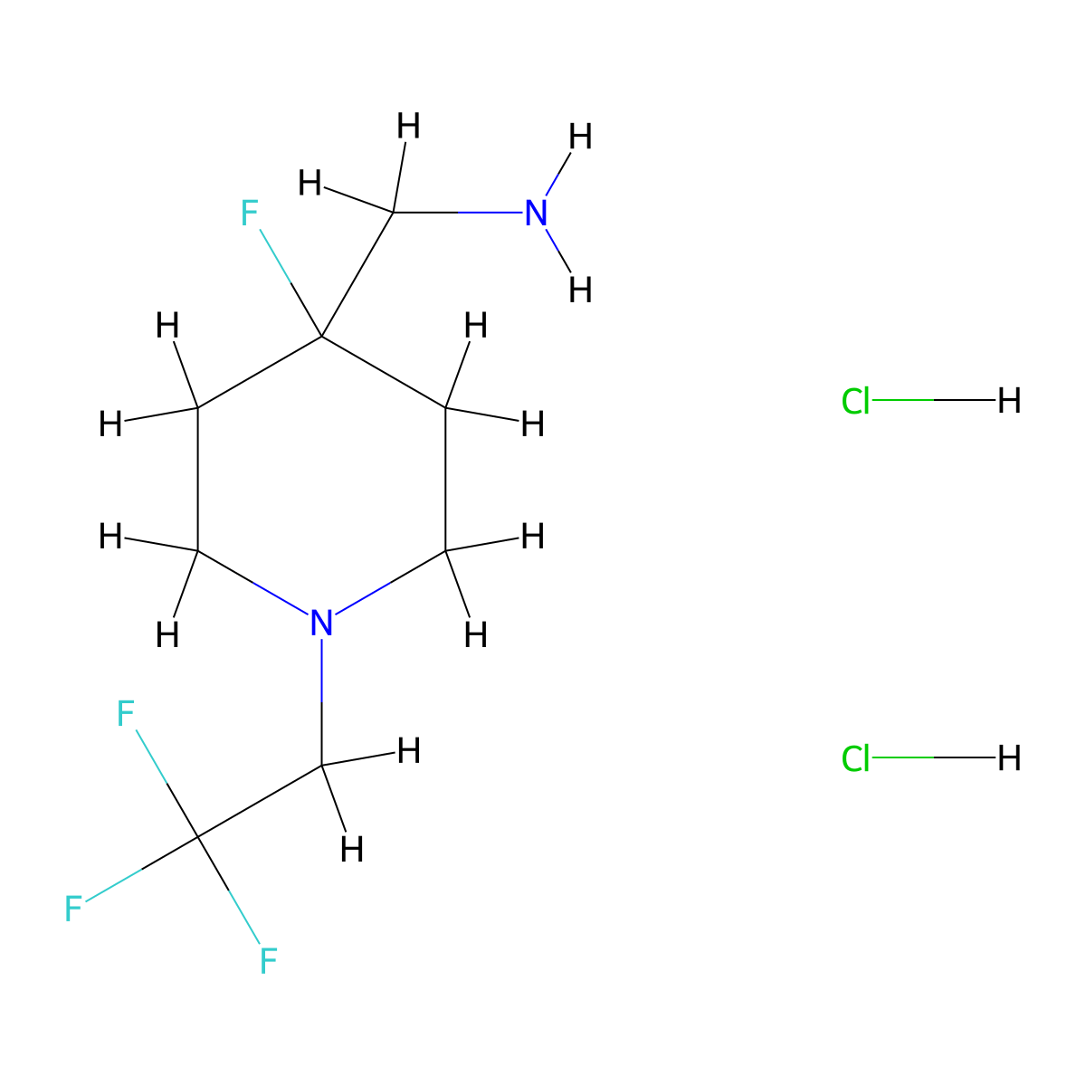 1-[4-Fluoro-1-(2,2,2-trifluoroethyl)piperidin-4-yl]methanamine dihydrochloride molecular structure, CAS 2947383-12-0