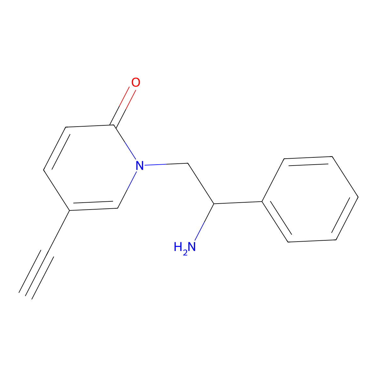 1-(2-Amino-2-phenylethyl)-5-ethynyl-1,2-dihydropyridin-2-one molecular structure, CAS 2947422-59-3