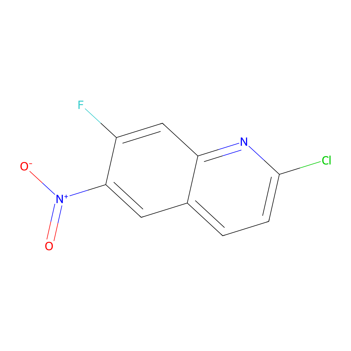 2-Chloro-7-fluoro-6-nitroquinoline molecular structure, CAS 2947422-60-6
