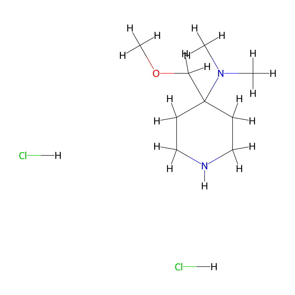 4-(methoxymethyl)-N,N-dimethylpiperidin-4-amine dihydrochloride molecular structure, CAS 2947422-64-0