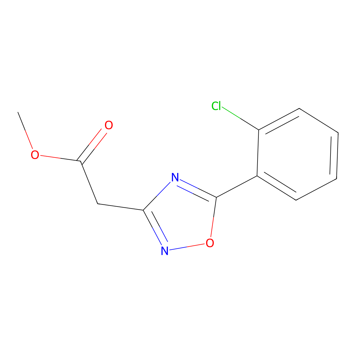 Methyl 2-(5-(2-chlorophenyl)-1,2,4-oxadiazol-3-yl)acetate molecular structure, CAS 2947422-69-5