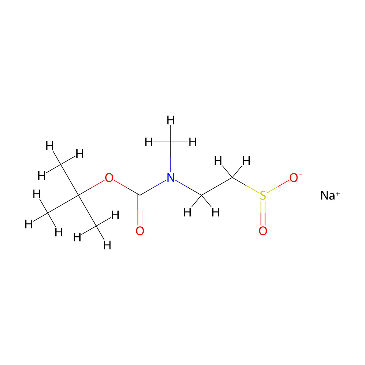 Sodium 2-{[(tert-butoxy)carbonyl](methyl)amino}ethane-1-sulfinate molecular structure, CAS 2947422-73-1