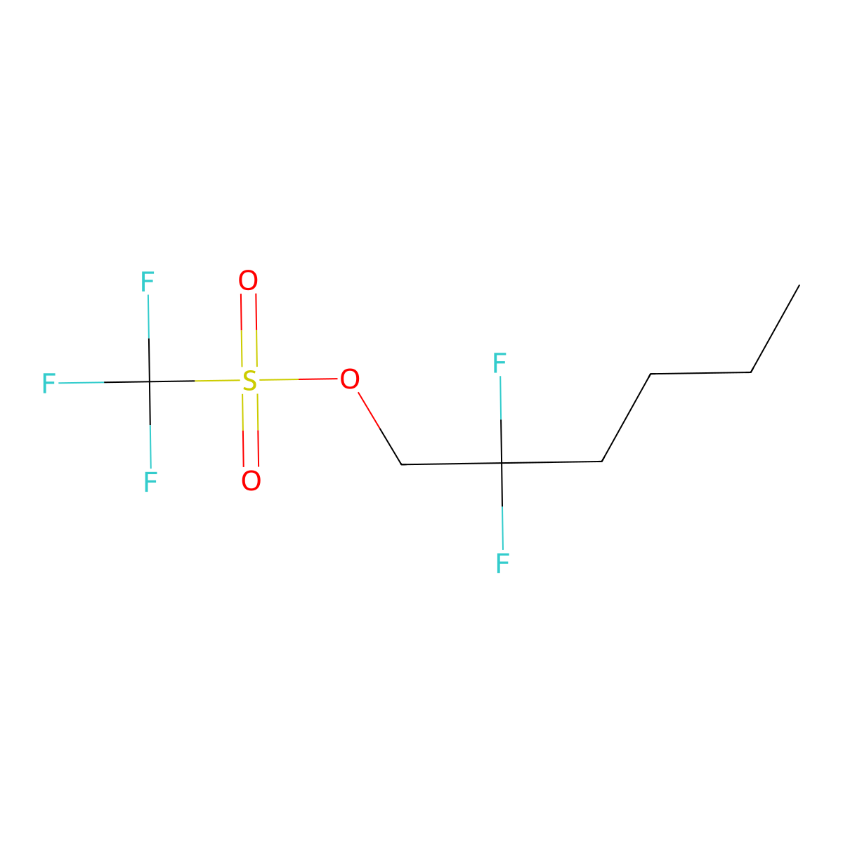 2,2-Difluorohexyl trifluoromethanesulfonate molecular structure, CAS 2947422-82-2