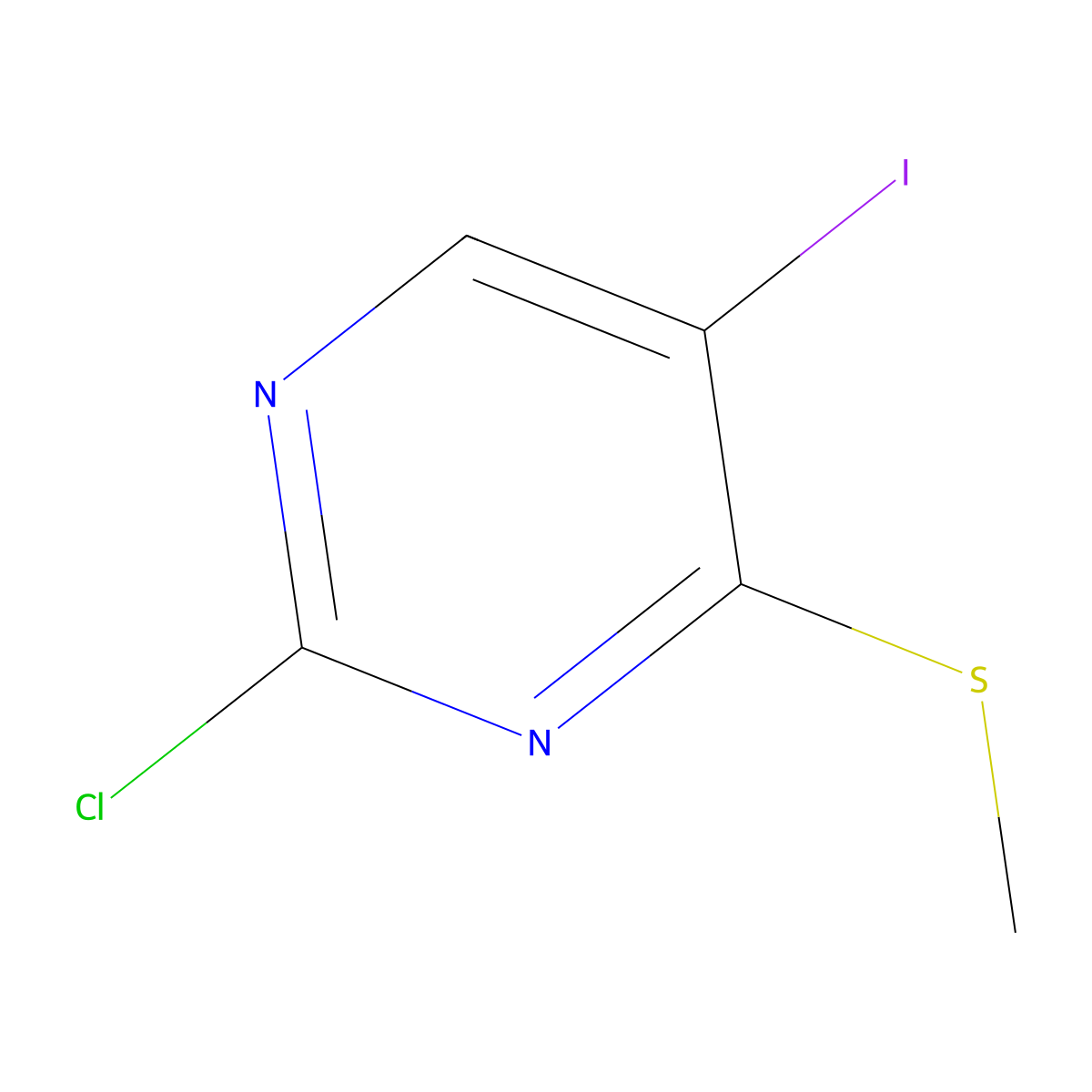 2-Chloro-5-iodo-4-(methylsulfanyl)pyrimidine molecular structure, CAS 2947422-83-3