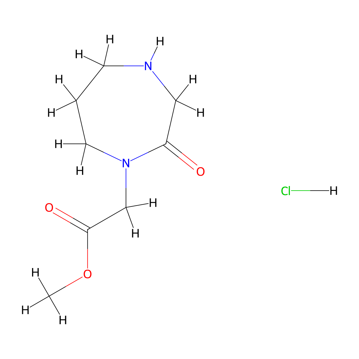 Methyl 2-(2-oxo-1,4-diazepan-1-yl)acetate hydrochloride molecular structure, CAS 2947422-88-8