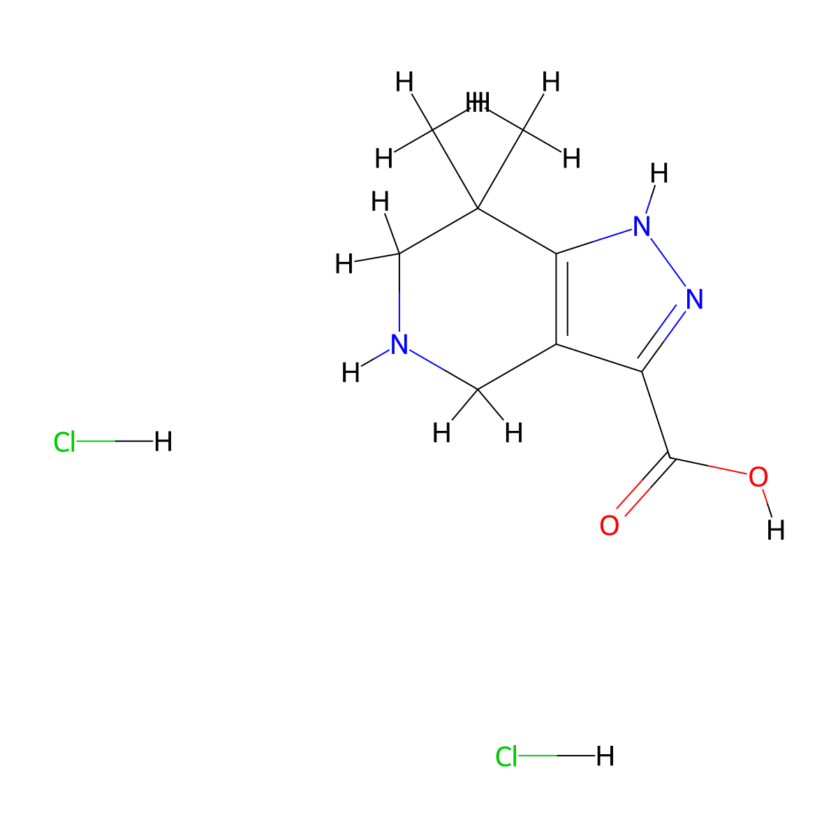 7,7-dimethyl-2H,4H,5H,6H,7H-pyrazolo[4,3-c]pyridine-3-carboxylic acid dihydrochloride molecular structure, CAS 2947422-91-3
