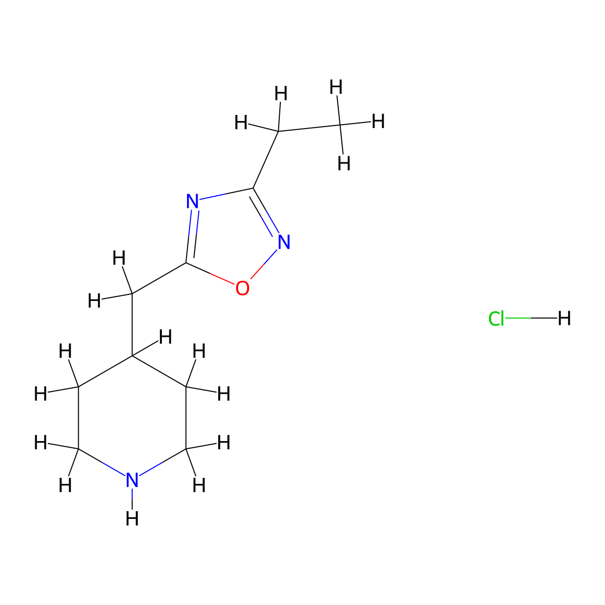 4-[(3-Ethyl-1,2,4-oxadiazol-5-yl)methyl]piperidine hydrochloride molecular structure, CAS 2947422-92-4