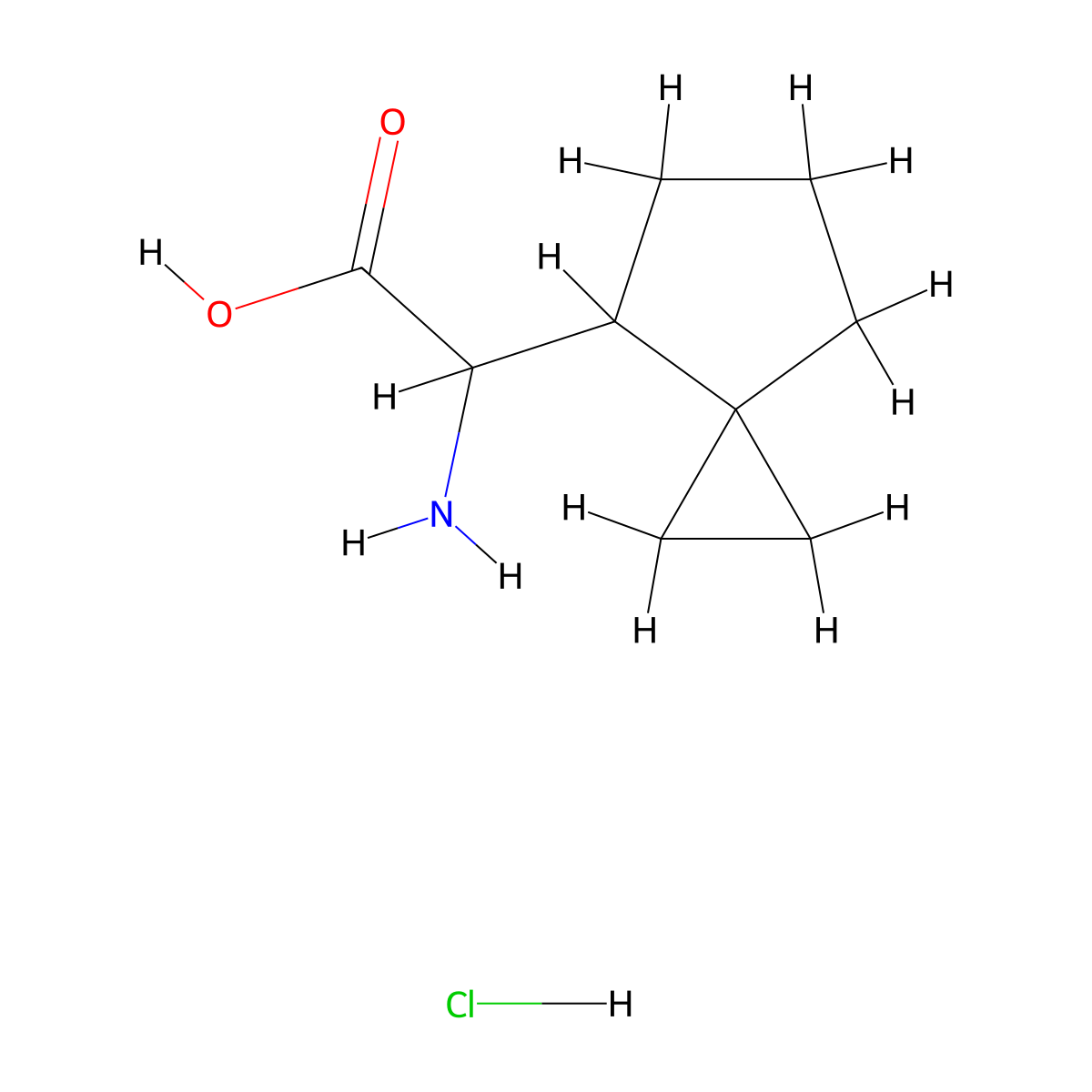 2-Amino-2-{spiro[2.4]heptan-4-yl}acetic acid hydrochloride molecular structure, CAS 2947422-94-6