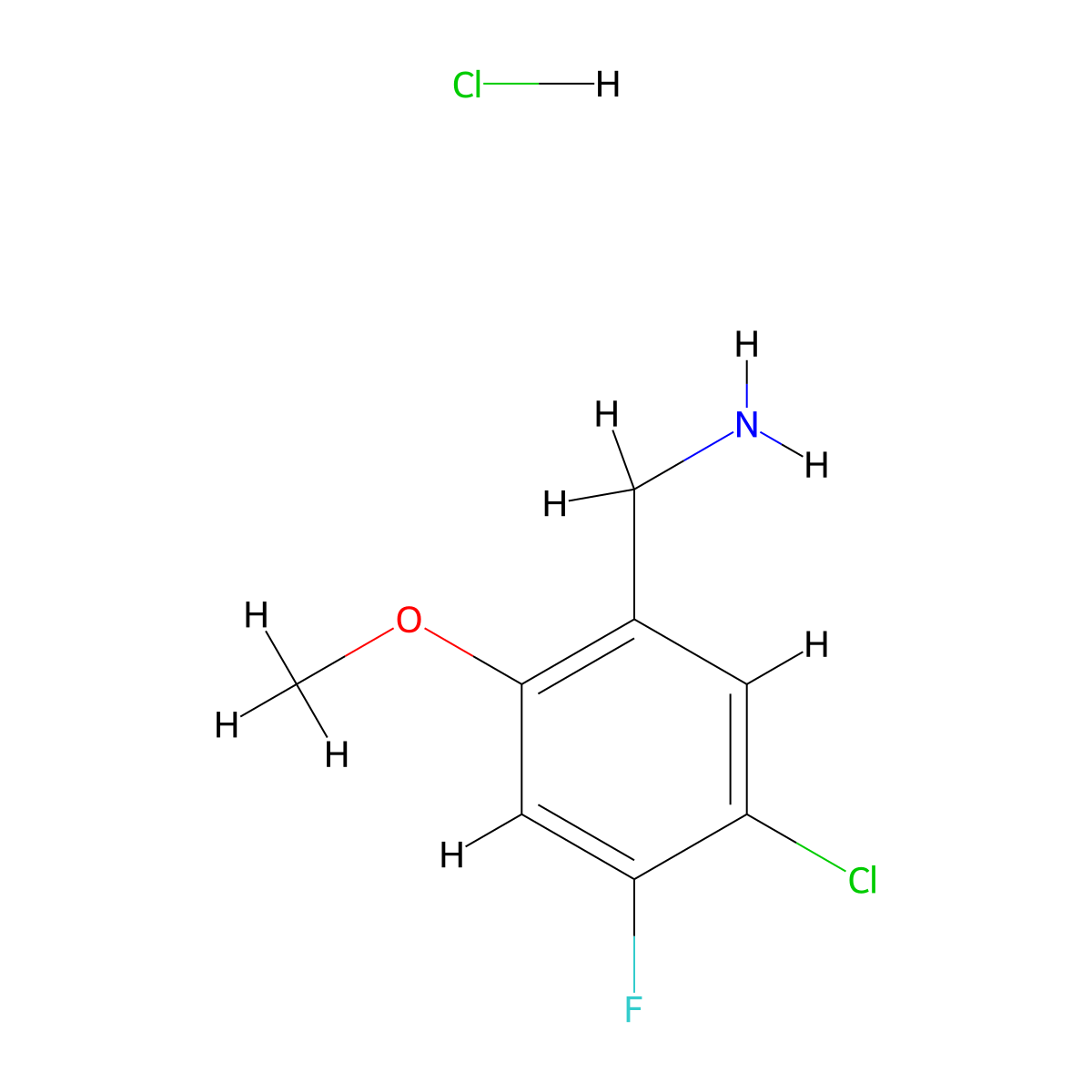 1-(5-Chloro-4-fluoro-2-methoxyphenyl)methanamine hydrochloride molecular structure, CAS 2947422-98-0