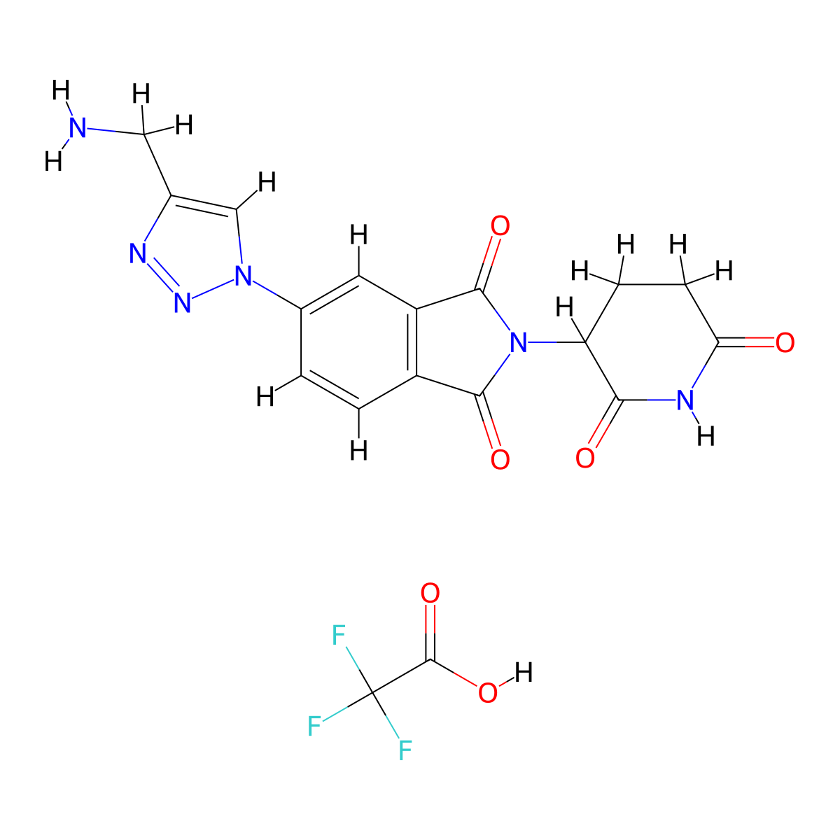 5-[4-(aminomethyl)-1H-1,2,3-triazol-1-yl]-2-(2,6-dioxopiperidin-3-yl)-2,3-dihydro-1H-isoindole-1,3-dione, trifluoroacetic acid molecular structure, CAS 2947423-04-1