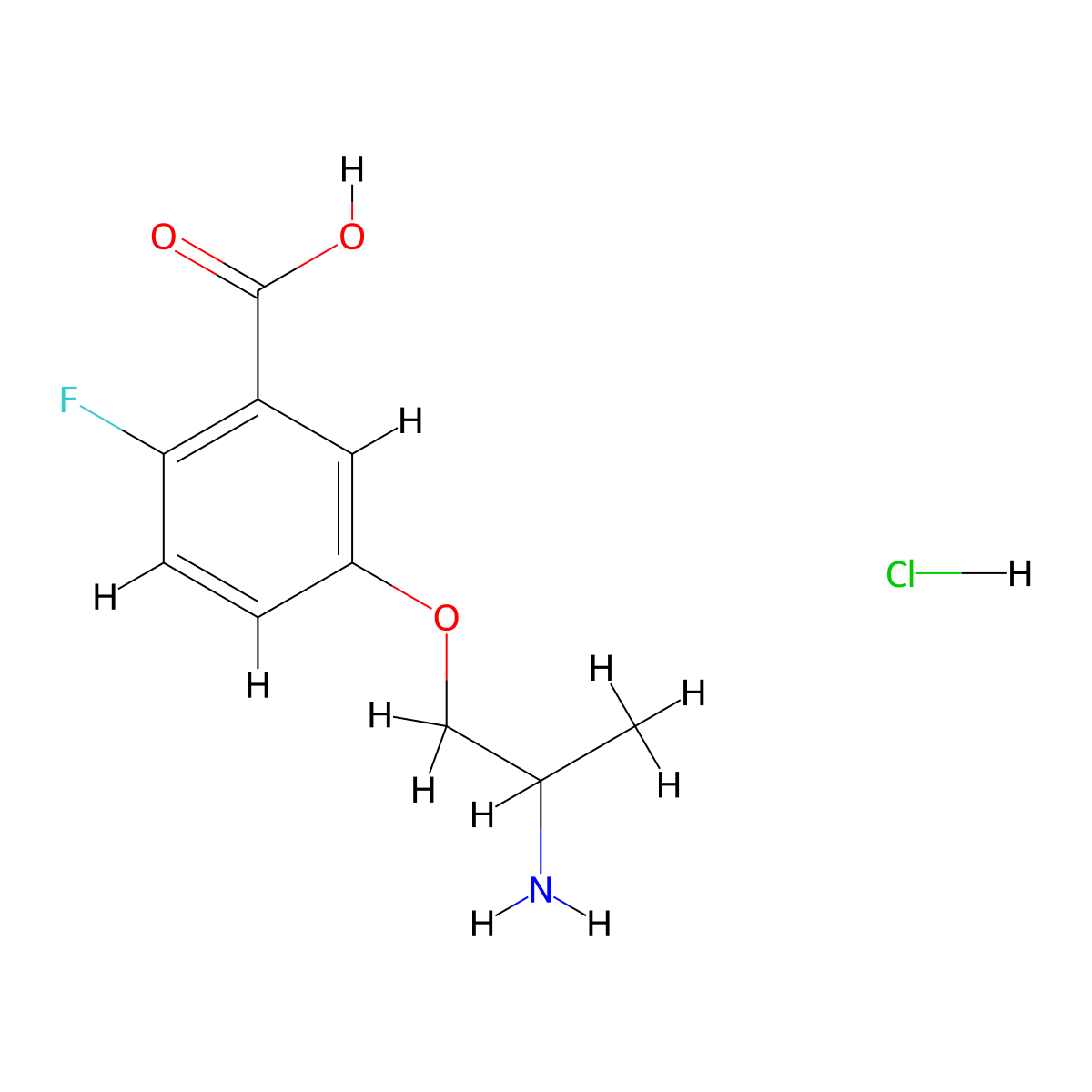 5-(2-Aminopropoxy)-2-fluorobenzoic acid;hydrochloride molecular structure, CAS 2947423-12-1