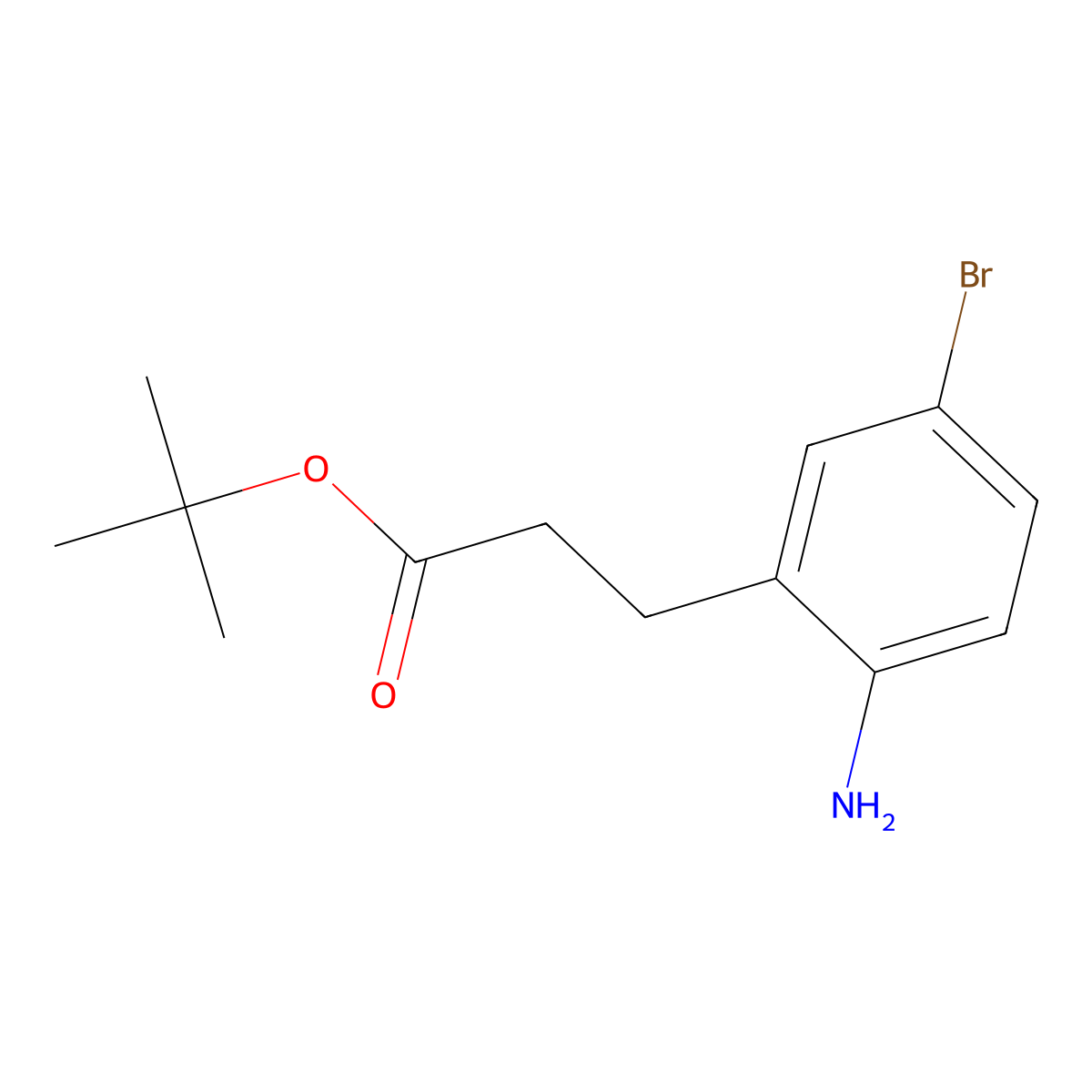 Tert-butyl 3-(2-amino-5-bromophenyl)propanoate molecular structure, CAS 2947423-14-3