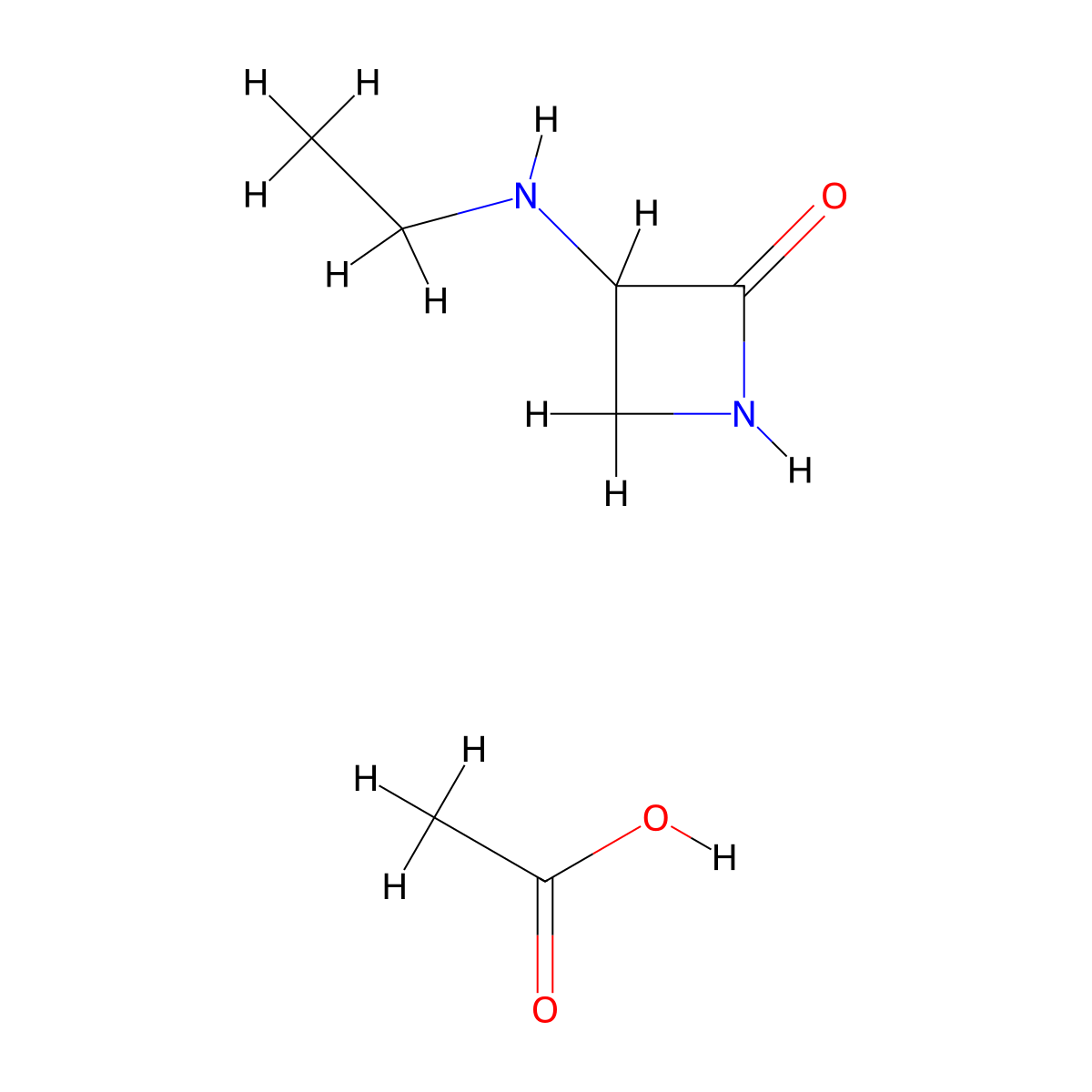 3-(Ethylamino)azetidin-2-one, acetic acid molecular structure, CAS 2947423-18-7