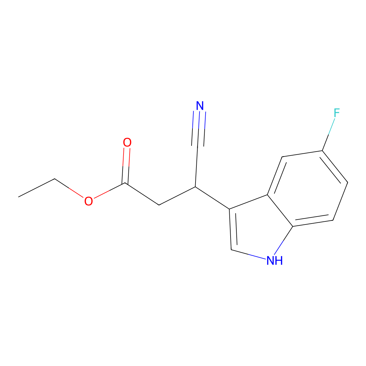 ethyl 3-cyano-3-(5-fluoro-1H-indol-3-yl)propanoate molecular structure, CAS 2947423-21-2