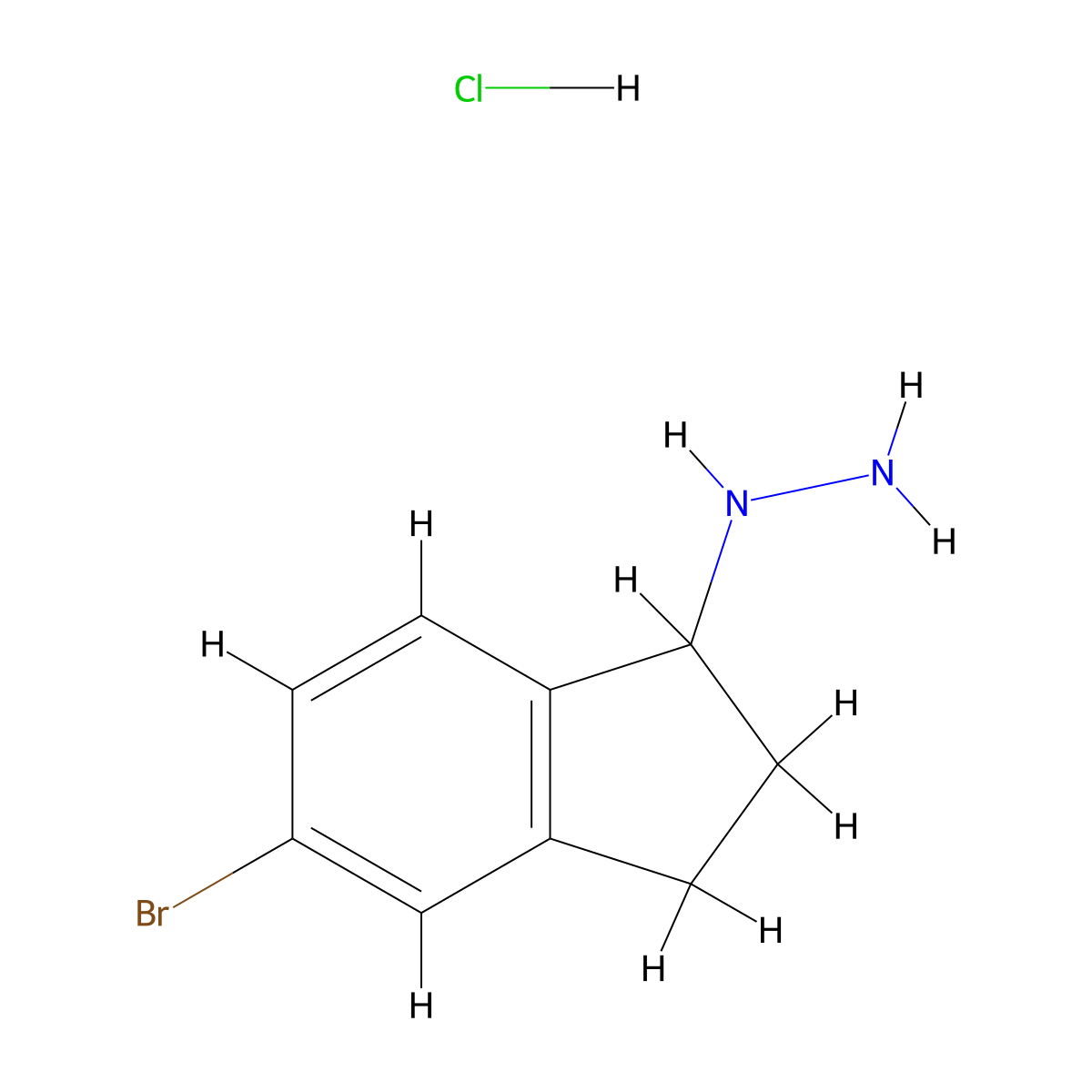(5-bromo-2,3-dihydro-1H-inden-1-yl)hydrazine;hydrochloride molecular structure, CAS 2947423-36-9