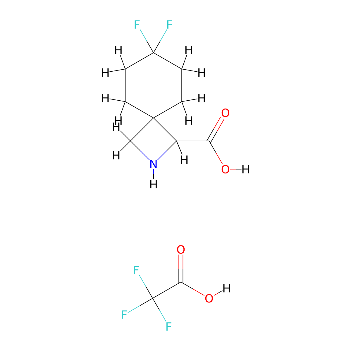 7,7-Difluoro-2-azaspiro[3.5]nonane-1-carboxylic acid, trifluoroacetic acid molecular structure, CAS 2947423-46-1