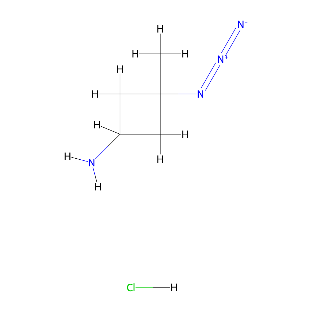 3-Azido-3-methylcyclobutan-1-amine hydrochloride molecular structure, CAS 2947423-54-1