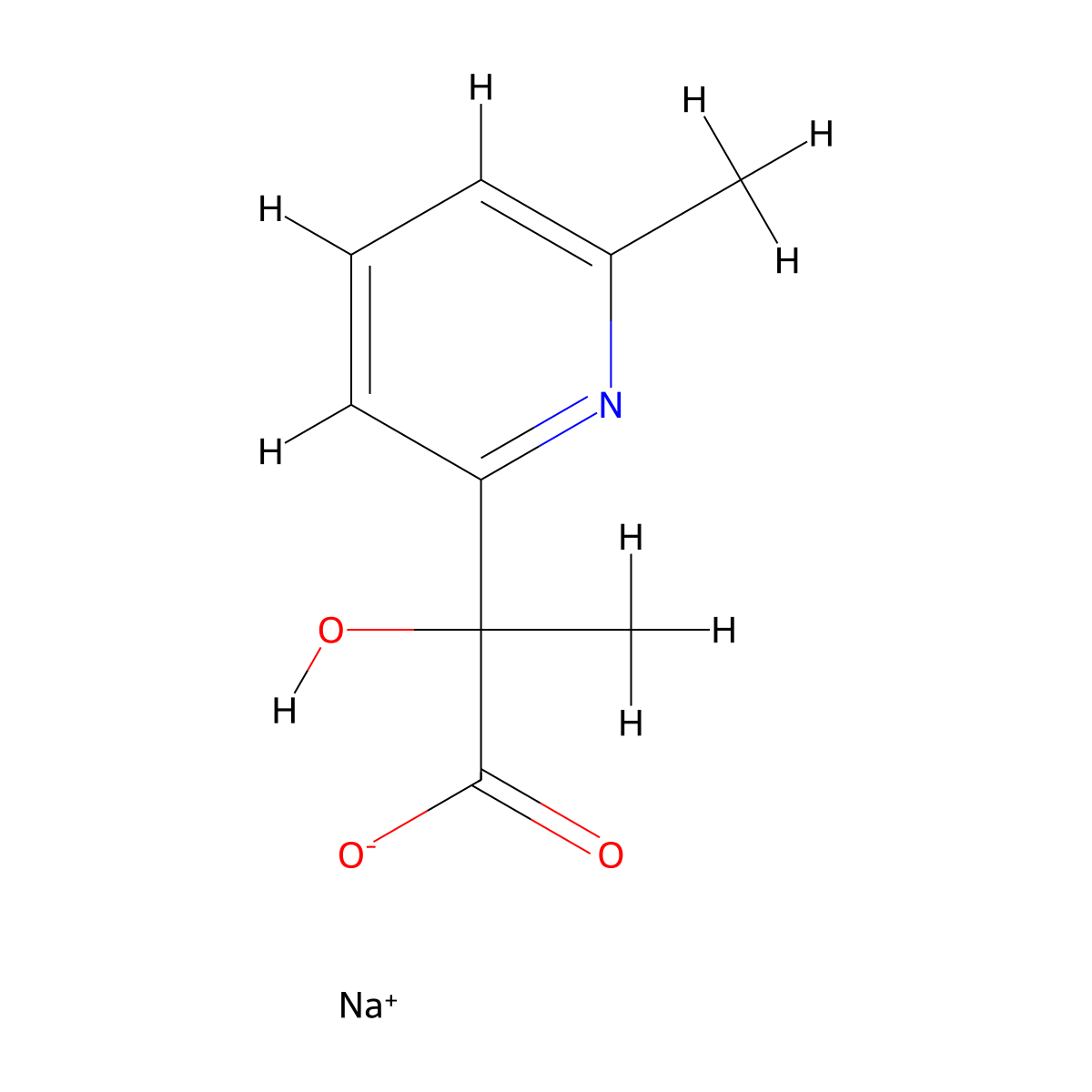 Sodium 2-hydroxy-2-(6-methylpyridin-2-yl)propanoate molecular structure, CAS 2947423-57-4
