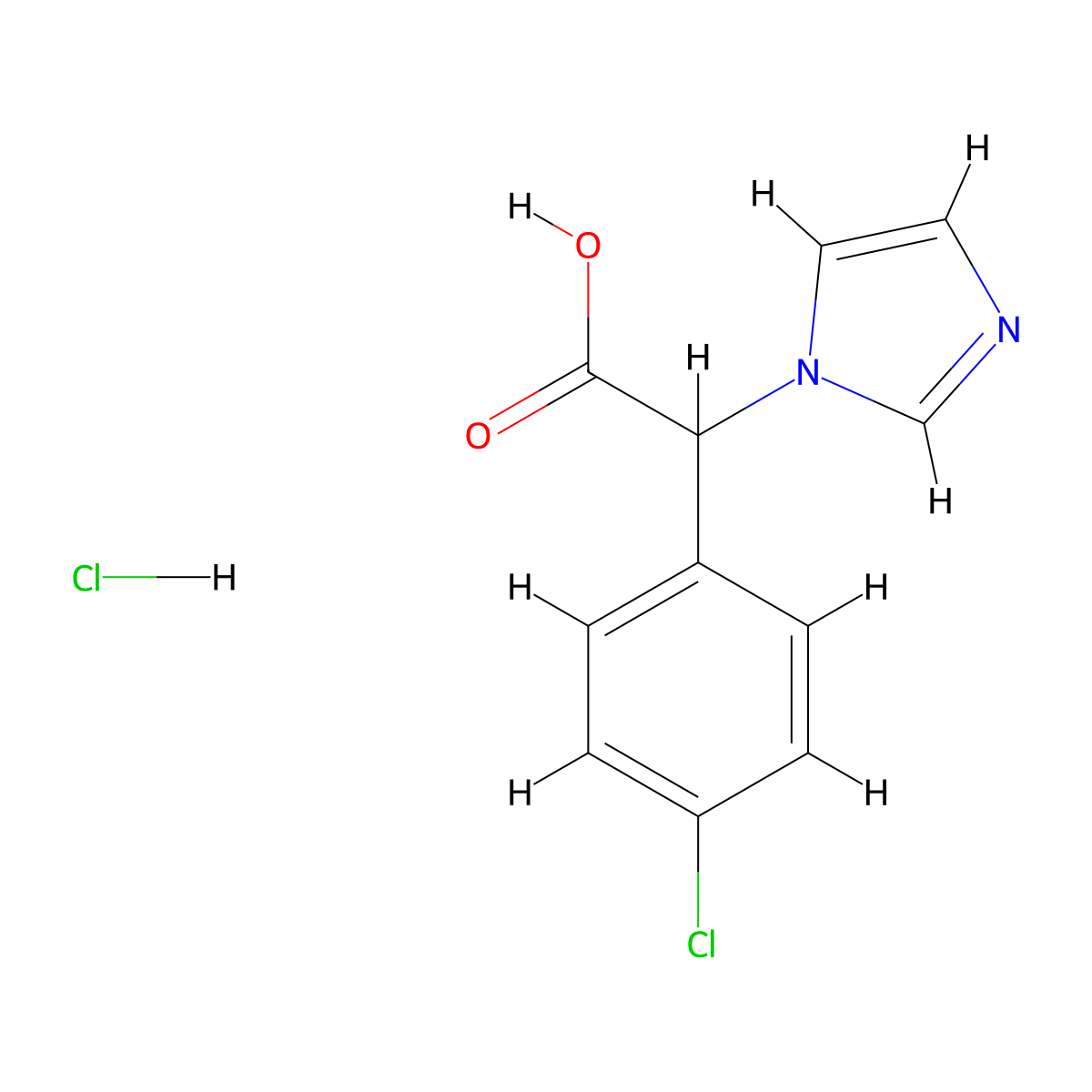 2-(4-chlorophenyl)-2-(1H-imidazol-1-yl)acetic acid hydrochloride molecular structure, CAS 2947423-65-4