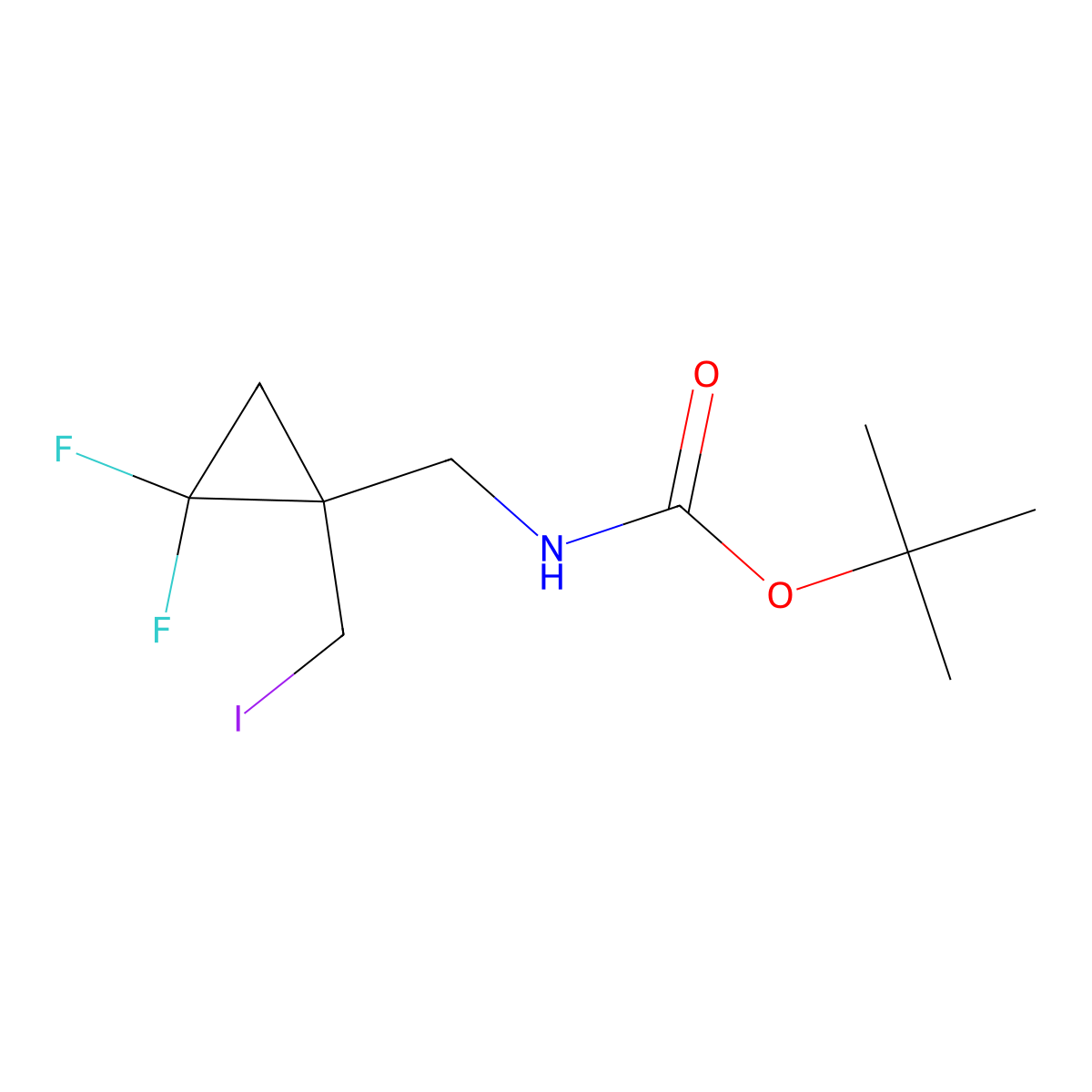 tert-butyl N-{[2,2-difluoro-1-(iodomethyl)cyclopropyl]methyl}carbamate molecular structure, CAS 2947423-68-7
