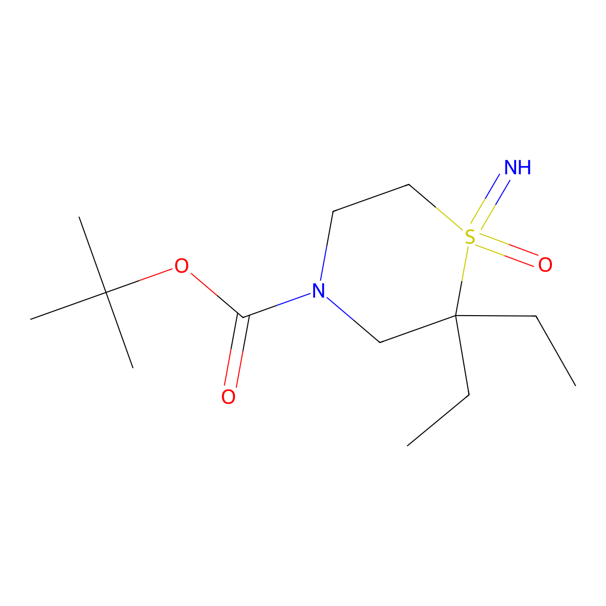 Tert-butyl 2,2-diethyl-1-imino-1-oxo-1lambda6-thiomorpholine-4-carboxylate molecular structure, CAS 2947423-80-3