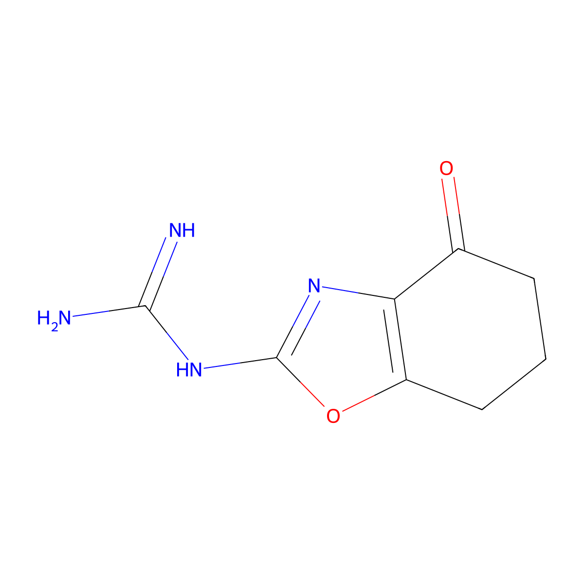 2-(4-oxo-6,7-dihydro-5H-1,3-benzoxazol-2-yl)guanidine molecular structure, CAS 2947423-87-0