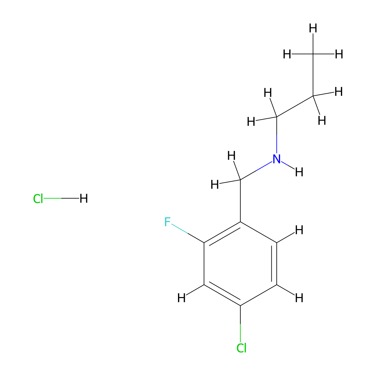 [(4-Chloro-2-fluorophenyl)methyl](propyl)amine hydrochloride molecular structure, CAS 2947423-96-1