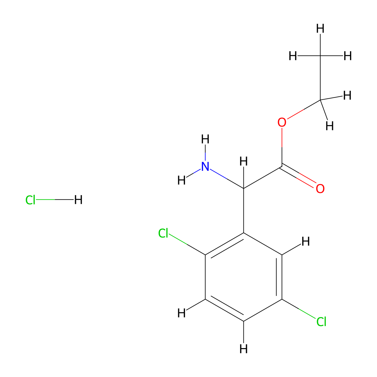Ethyl 2-amino-2-(2,5-dichlorophenyl)acetate hydrochloride molecular structure, CAS 2947423-97-2