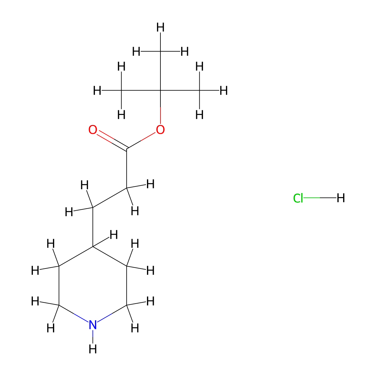 tert-Butyl 3-(piperidin-4-yl)propanoate hydrochloride molecular structure, CAS 2947424-00-0