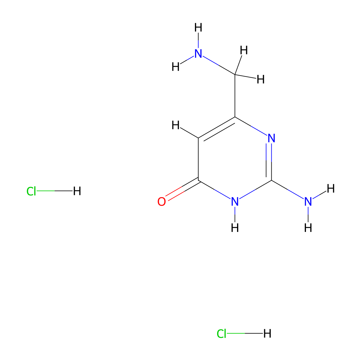 2-Amino-6-(aminomethyl)-3,4-dihydropyrimidin-4-one dihydrochloride molecular structure, CAS 2947424-16-8