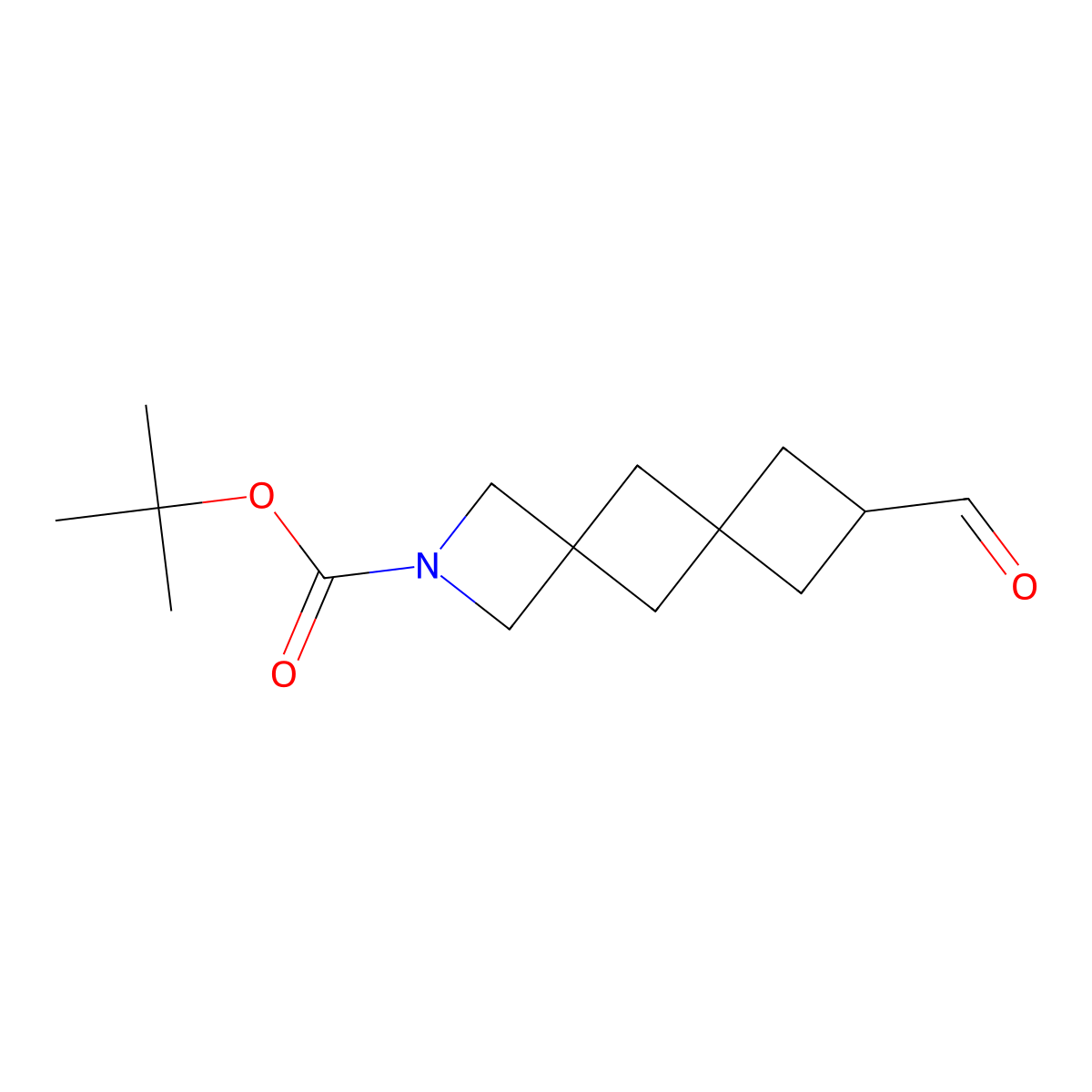 Tert-butyl 8-formyl-2-azadispiro[3.1.3^{6}.1^{4}]decane-2-carboxylate molecular structure, CAS 2947424-21-5