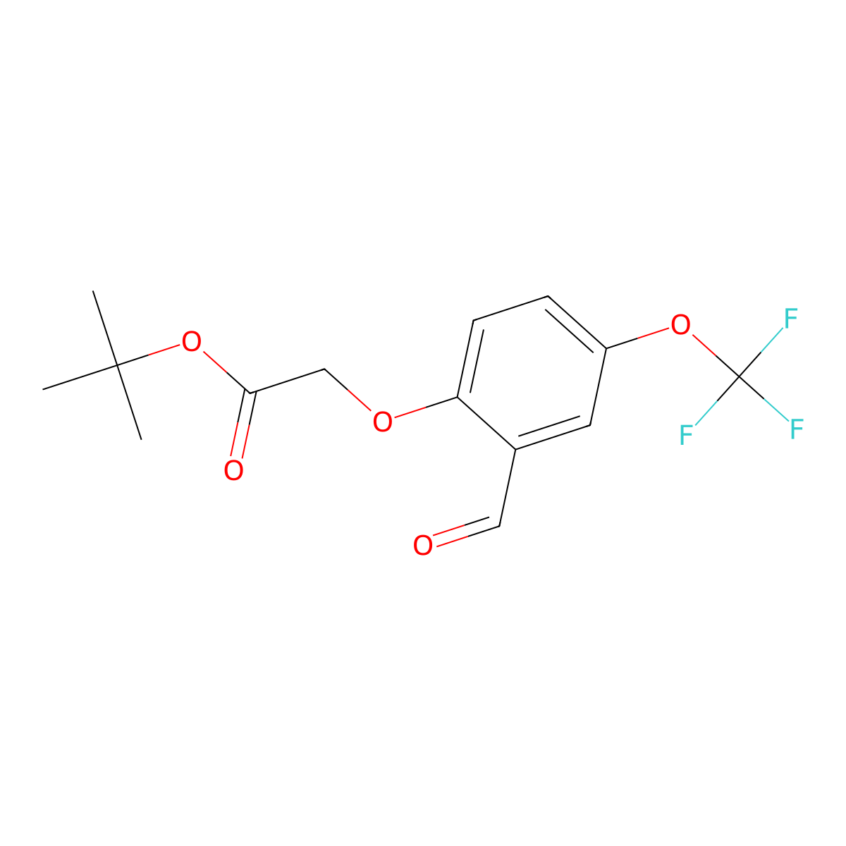 Tert-butyl 2-[2-formyl-4-(trifluoromethoxy)phenoxy]acetate molecular structure, CAS 2947424-23-7