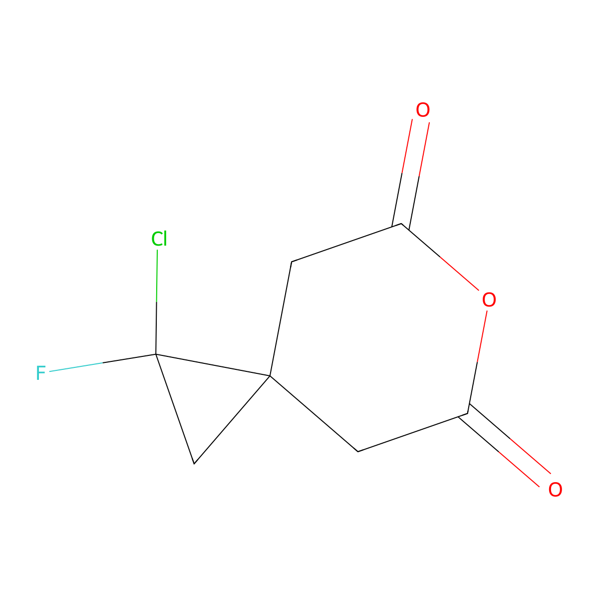 1-Chloro-1-fluoro-6-oxaspiro[2.5]octane-5,7-dione molecular structure, CAS 2947424-26-0