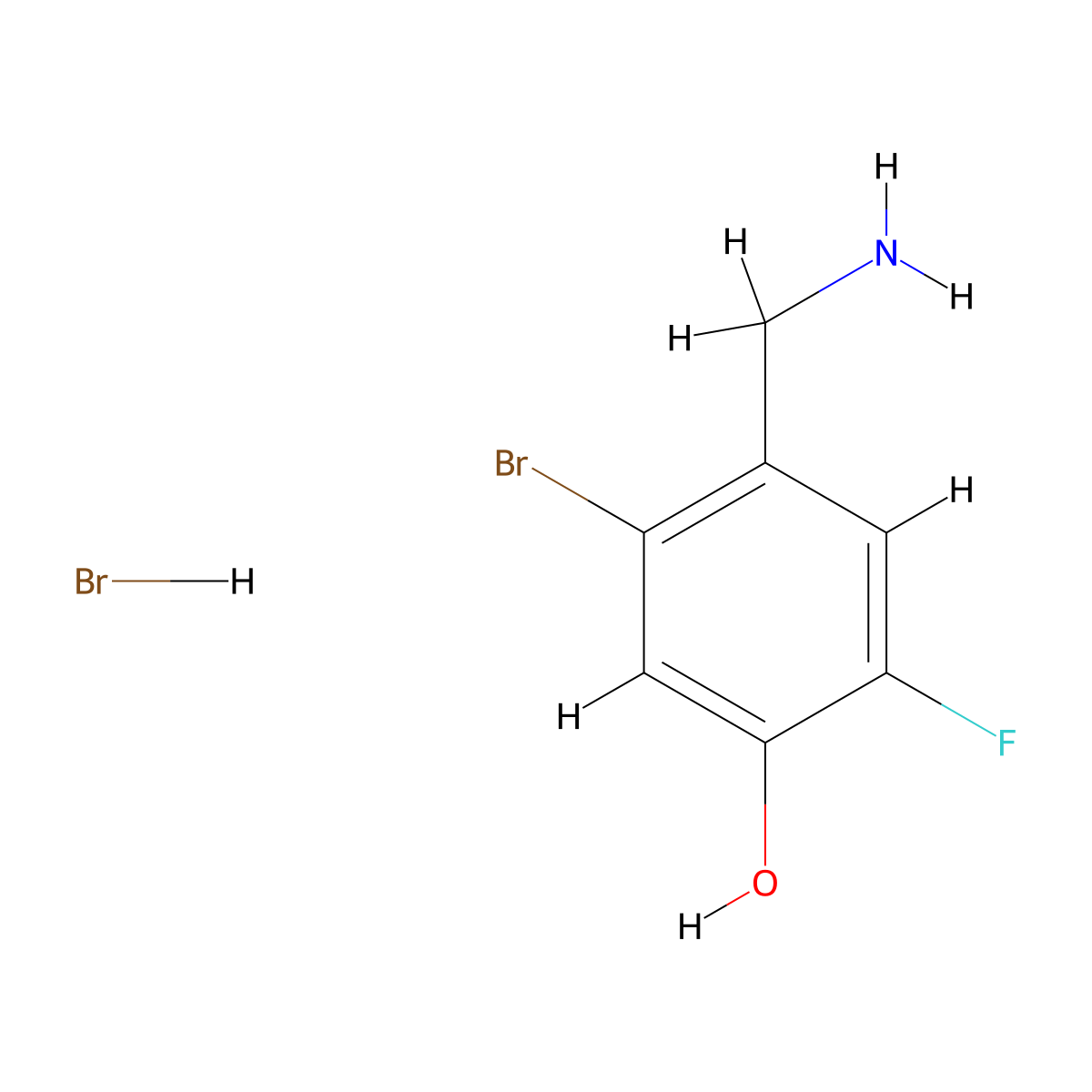 4-(Aminomethyl)-5-bromo-2-fluorophenol hydrobromide molecular structure, CAS 2947424-35-1