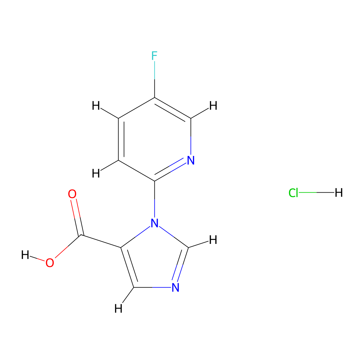 1-(5-fluoropyridin-2-yl)-1H-imidazole-5-carboxylic acid hydrochloride molecular structure, CAS 2947424-39-5