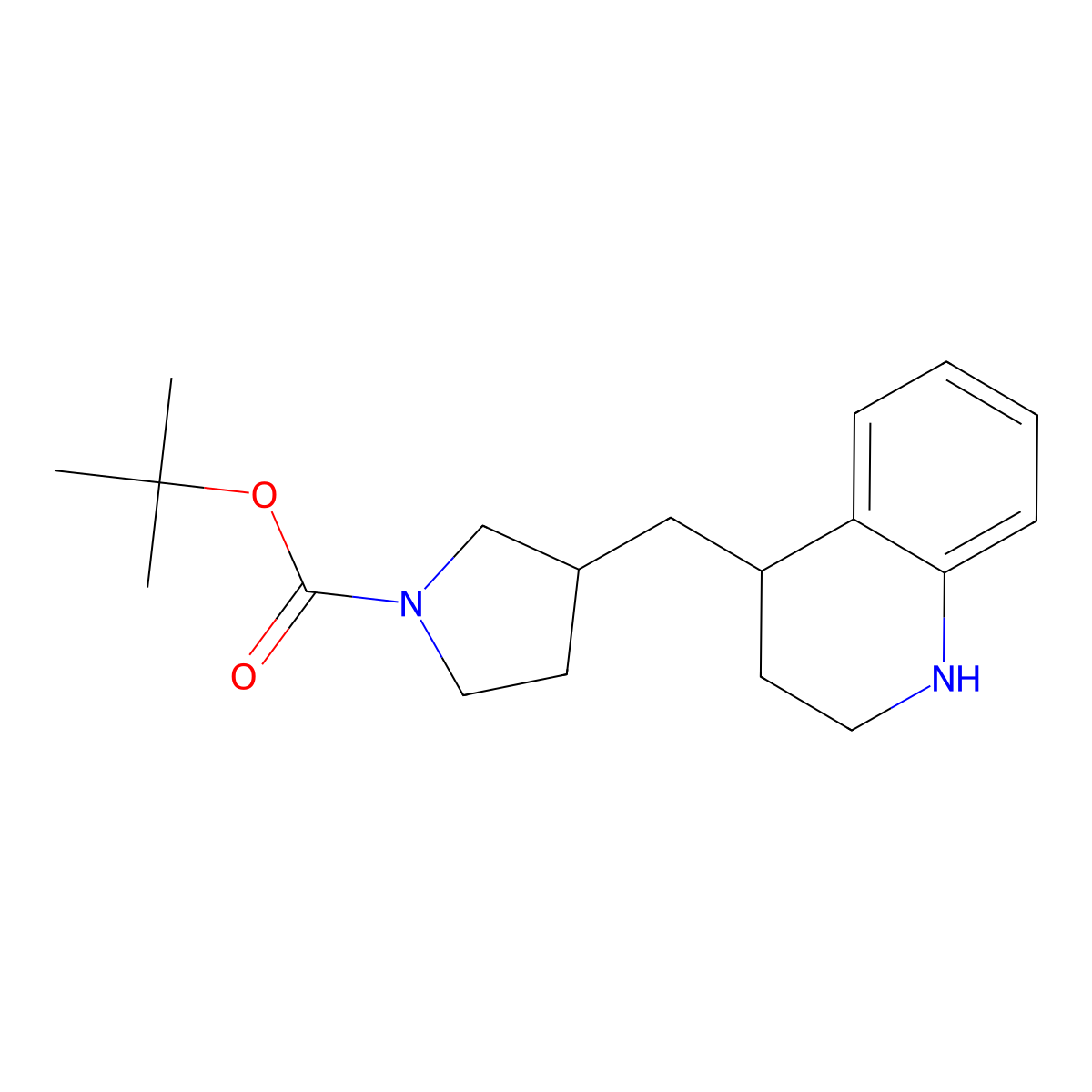 Tert-butyl 3-[(1,2,3,4-tetrahydroquinolin-4-yl)methyl]pyrrolidine-1-carboxylate molecular structure, CAS 2947424-54-4