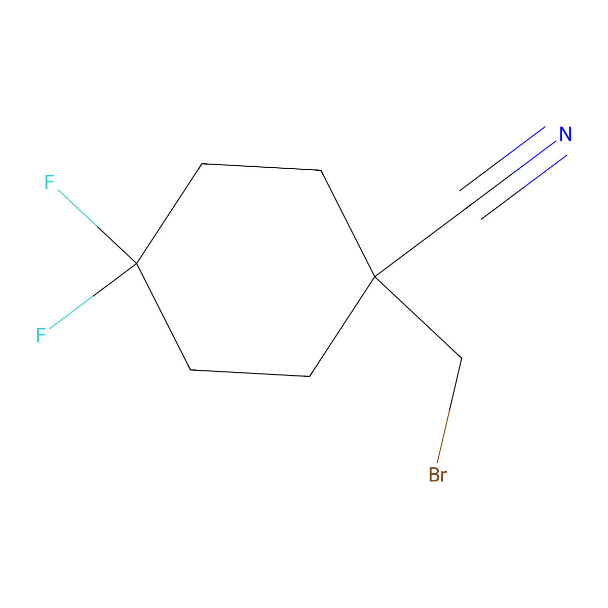 1-(Bromomethyl)-4,4-difluorocyclohexane-1-carbonitrile molecular structure, CAS 2947424-55-5